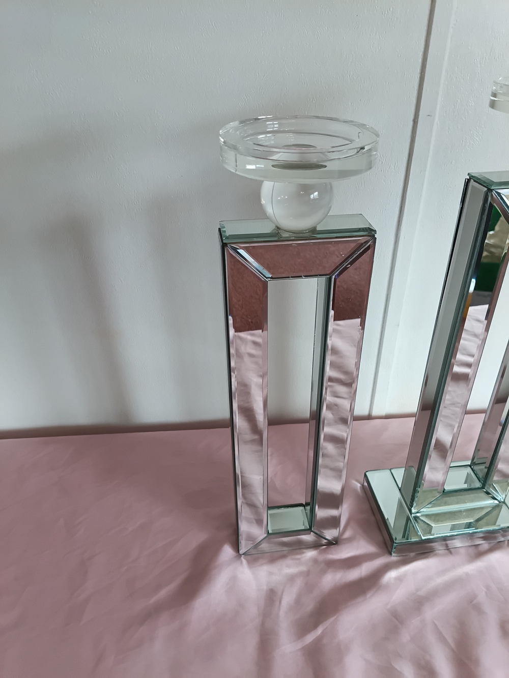 Z Gallerie Mirrored Column Candle Holders - Silver - Picture 7 of 15